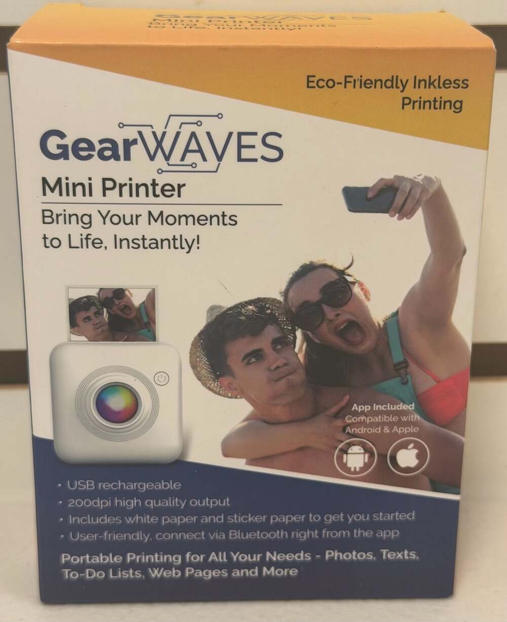 GearWAVES Mini Portable Inkless Thermal Printer NEW